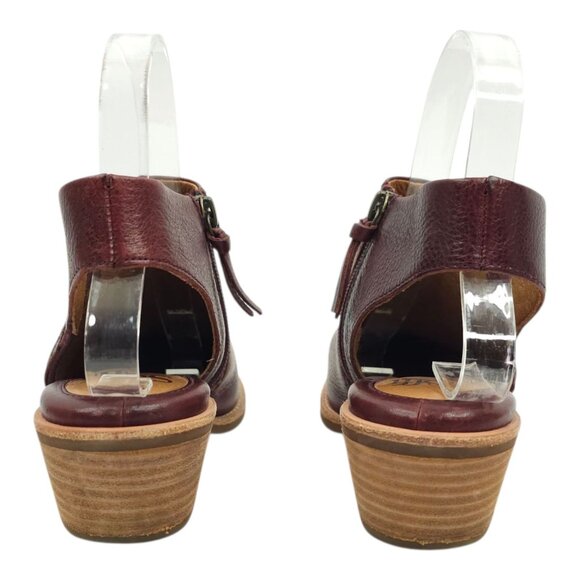 Sofft Arabia Slingback Bootie Women 6M Port Leather Maroon Side Zip Stacked Heel - Picture 4 of 16